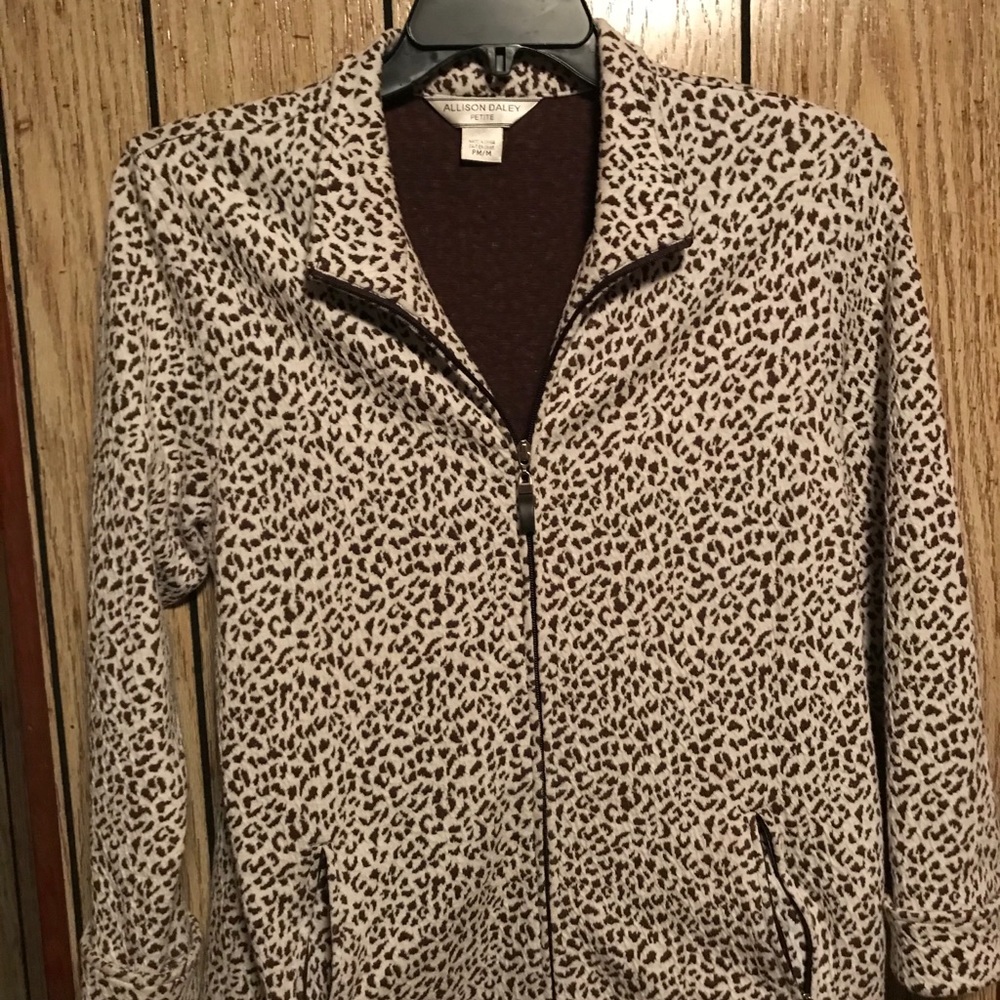 Cute animal print zip front jacket